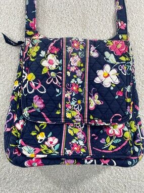 Vera Bradley Navy Floral Quilted Crossbody with Pink & Green Accents